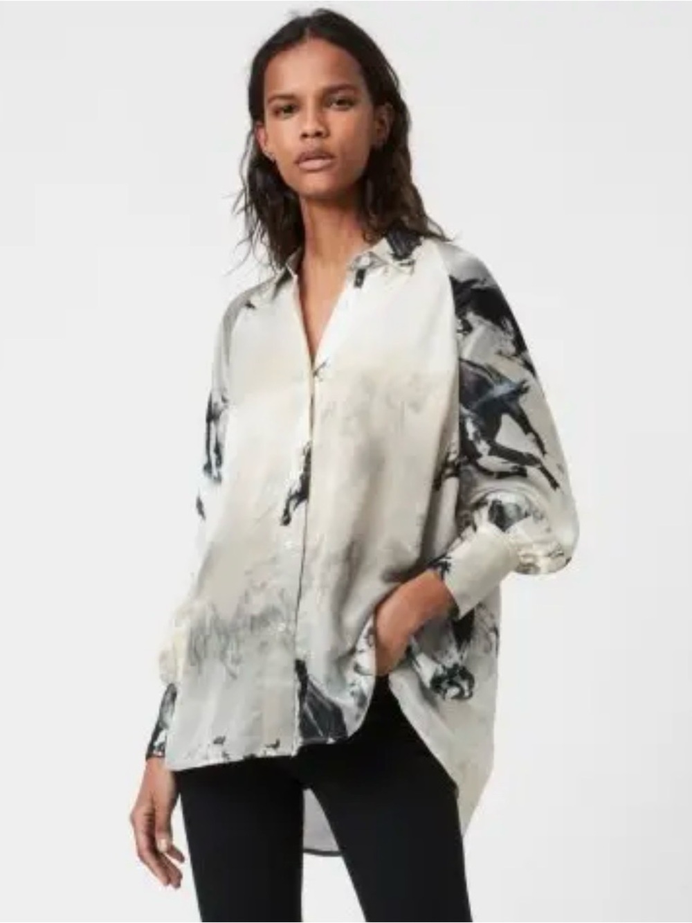 AllSaints Oana Epoto Silk Blend shirt
